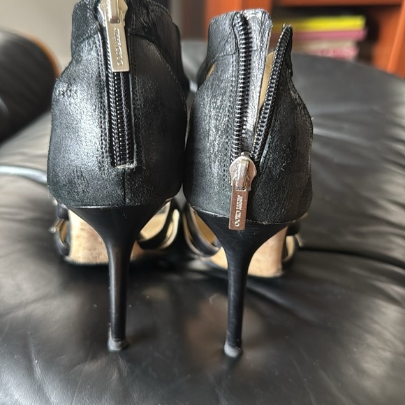 Jimmy Choo Size Black Suede Shimmer Multistrap Sandals - Picture 5 of 8
